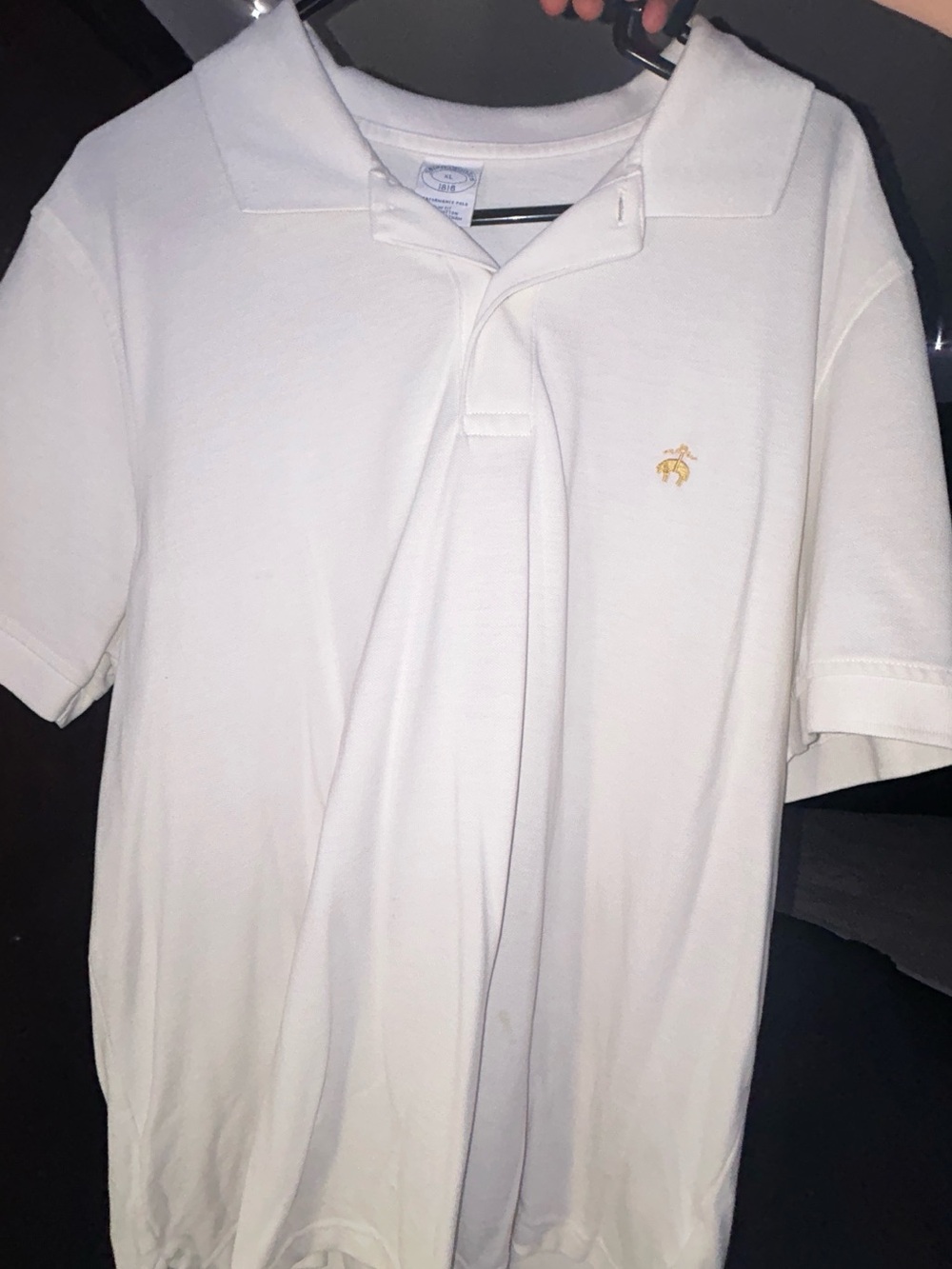 Brooks Brothers White Polo with Small Gold Logo